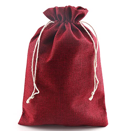 Jute Bags Pack van 12 Advent Calendar Bags Cadeaus 20 x 30 cm voor bruiloft, verloving, Advent Calendar (Rode) 3