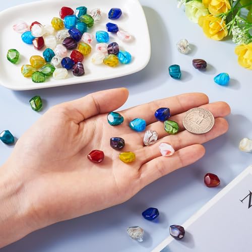 60 st Nuggets Lampwerk Glazen kralen, onregelmatige kristal Lampwerk kralen, Losse Spacer Charm kralen voor armband ketting sieraden maken 5