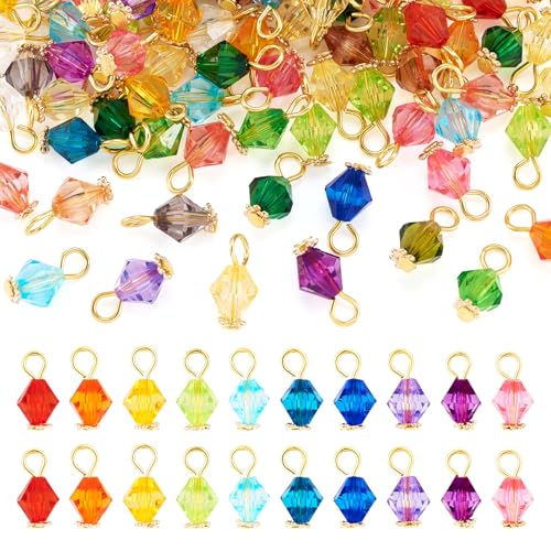 100 st. Bicone Kralen Facet Kralen Acryl Crystal Hangers met Iron Loops Crystal Kralen Bicone Dangle Bedels voor sieraden maken armband ketting oorbellen DIY ambachten