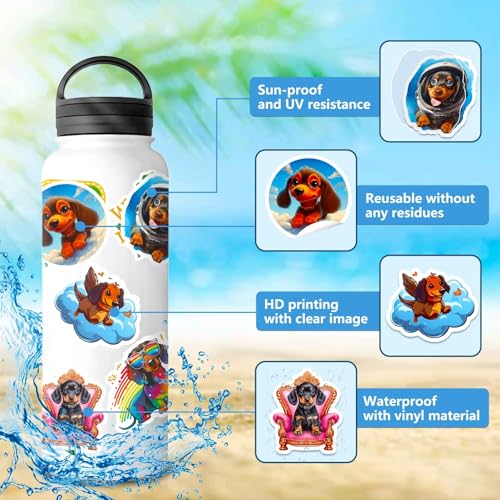 Leuke Dachshund Honden Stickers voor tieners Volwassenen 50 stuks Dachshund Vinyl Sticker Set Auto Motorfiets Fiets Skateboard Snowboard Bagage Laptop Koffer Helm Motorfiets Computer 3