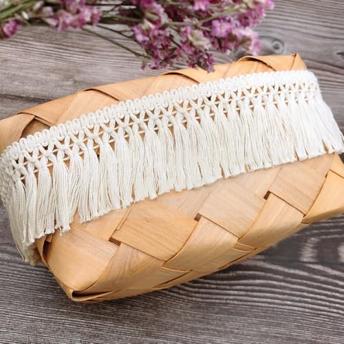 10 yards 5cm brede beige katoenen kwastje kant lint franjes trimmen rand kwastje trimmen naaiaccessoires voor DIY kostuums kleding gordijn kleding tafelkleed bruiloft decoratie