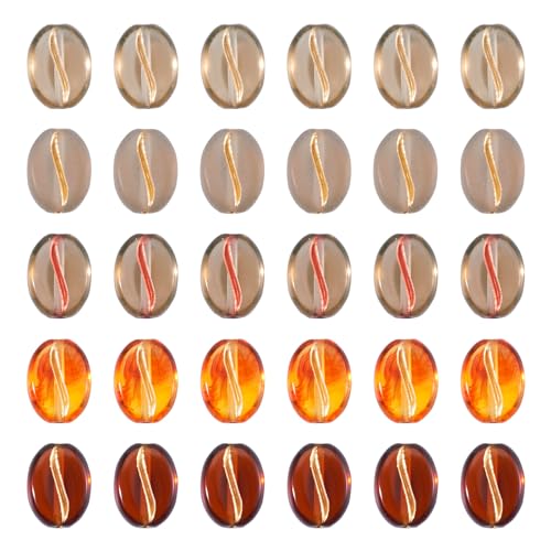 180 st Acryl Koffie Bean Kralen 5 Kleuren Transparante Koffie Bean Shape Losse kralen voor ketting armband oorbellen sieraden maken, Gat: 1mm