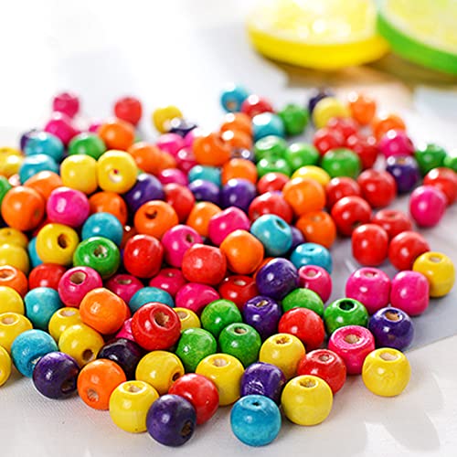 1000st 8mm houten kralen kleurrijke houten kralen grote gat houten kralen los spacer kralen voor armband ketting sieraden maken DIY Craft maken (8mm) 4