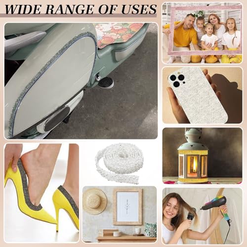 4m Parels Rhinestone Ribbon, 1,5cm brede Zelfklevende Rhinestone Libbons Hars Parels Kralen Ribbon Bruids Lace Ribbon Trim voor bruiloft bruiloft bruiloft jurk Schoenen Telefoon Decor, Bright AB 5