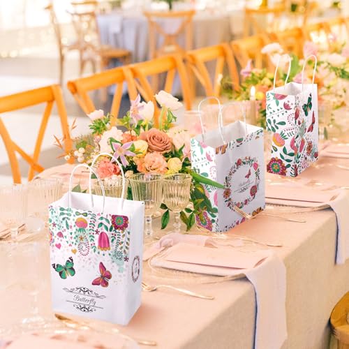 Rechthoekige papierwaren zakken met handvat vlinder bloem patroon papieren schenkzakken zoals zakken ambachtelijke papieren zak voor kruisierswinkel bakken winkels retail bruiloft kerstfeest 3