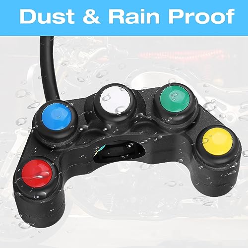 Universeel 22mm 5 in 1 Motorfiets Handvat Koplamp Gevaar BRAMS Mistverlichting Hoorn Aan/uit Schakelsloten & Accessoires 3