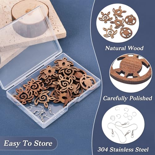 Set van 24 Houten Turtle oorbellen Houten hangers Sea Turtle oorbellen Charms voor Boho Oorbellen DIY Sieraden maken 24st 4