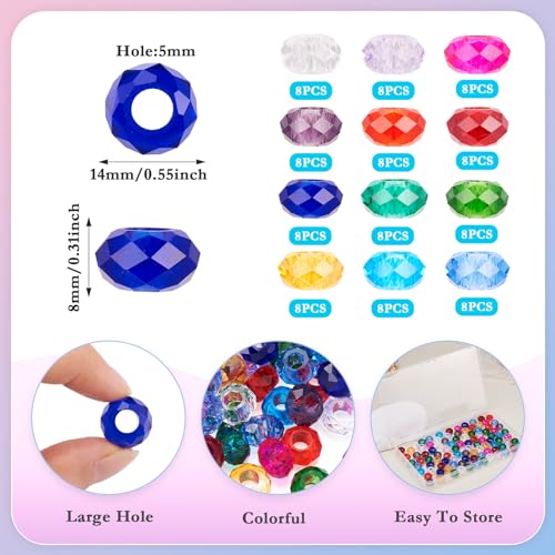 96 st. Grote gat glazen kralen Facet Europese Rondelle kralen 14mm Kleurrijke kristal spacer kralen Bulk voor sieraden armband Vrouwen DIY Valentijns oorbel 5