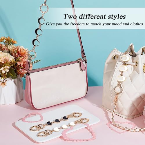 4 st. Bag Extender kettingband, leuke handtas vervanging wit & Black Extender vervanging accessoires metalen ketting met hart Crescent Maan patroon Belt Bag Making Supplies 4