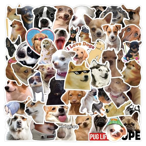 Grappige hondenstickers voor tieners en volwassenen, 50 stuks, Grappige hondenstickers Set voor auto, motor, fiets, skateboard, snowboard, bagage, laptop, koffer, helm, motorfiets, computer