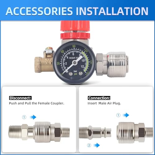 Luchtcompressor drukregelaar set Pneumatische gereedschapsregelaar met 4-Way Valve drukmeter 0-180 PSI Europese stijl (1/4 Inch Ball Valve) 3