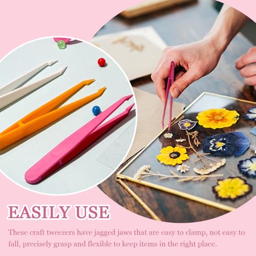 20 st Plastic Tweezers Craft Kleurrijke Plastic Non-Slip Craft Tweezers voor Sorteren en Tellen Elektronica Reparatie Kralen DIY Ambachten (5 kleuren) 3