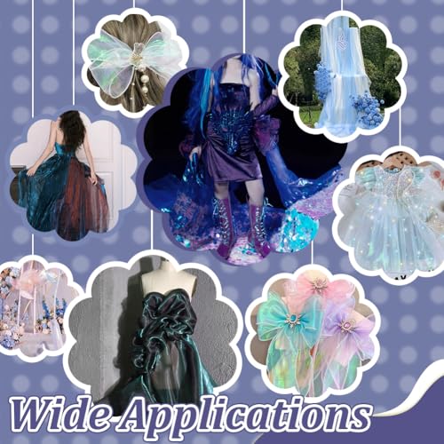 3m Organza Stof, 1.5m Brede Two-Tone Sheer Organza Magic Gradient Iridecent Holografische Mesh Stof voor Dress Performance Stage, Teal en Rood 5