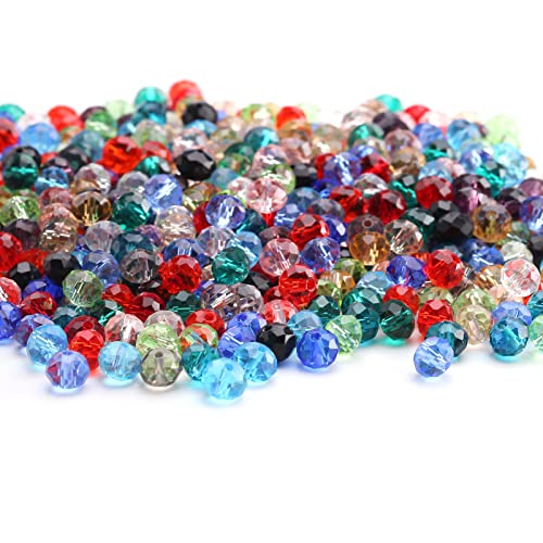 Glazen kralen, ongeveer 600 stuks, 8 mm diameter, kristalglas, facetballen, bedels voor sieraden, armbanden, kettingen (ongeveer 15 kleuren) 4