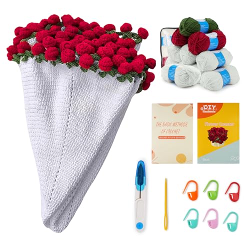 Handgemaakte haak Rose Boeket deken, Opvouwbare bloem bedsprei, Handgemaakte bloem deken, Boerderij breide deken voor sofa bed decoratie, DIY Cadeau set