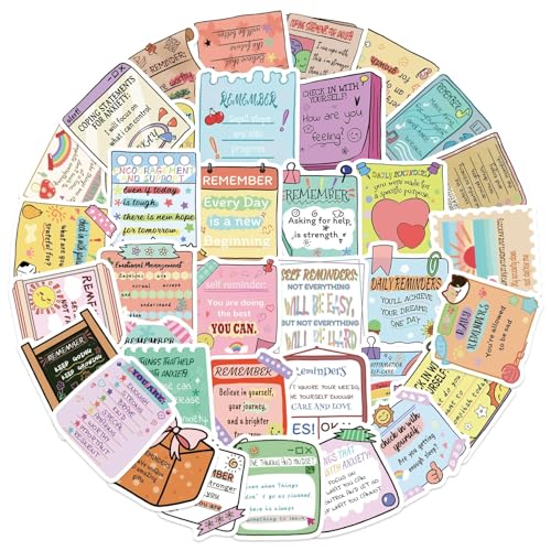 Geestelijke gezondheid Stickers voor tieners en volwassenen, 50 stuks, Geestelijke gezondheid Waterdichte Vinyl Sticker Set, Auto, Motorfiets, Fiets, Skateboard, Snowboard, Bagage, Laptop, Koffer, Helm, Motorfiets