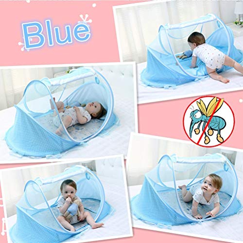 Spacnana Portable Foldable Baby Bed, Mosquito Net Tent, pasgeboren slaapbed Travel Bed for Babies and Children (Sky Blue, Green, 110x60x40cm)