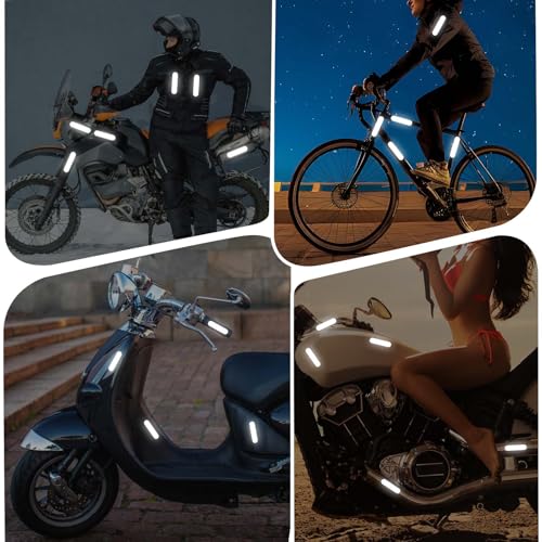 10 stuks Retro Reflecterende Stickers, Zwarte Reflecterende Tape Nachtzicht Reflectoren Motorfiets Helm Stickers Fiets Reflecterende Sticker voor Scooters Fiets Pram