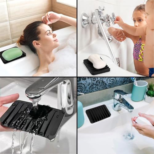 Zeepbakje met afvoer, 2 stuks Siliconen Zeepbakje, Zelf Legende Zeephouder, Zeephouder, Zeepbakje, Basin, voor Badkamer, Keuken, Aanrecht 5