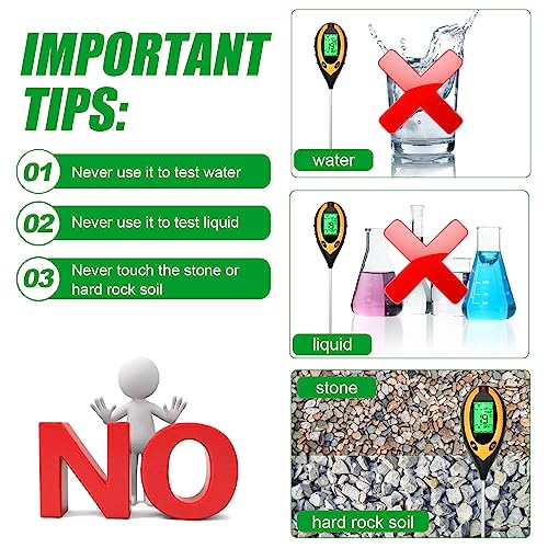 Vloertester, 4-in-1 pH-meter, digitale plantthermometer, met verlichting, temperatuur/ pH van de bodem/bodemvochtigheid, tuinhygrometer, 4-in-1 bodemtester 5