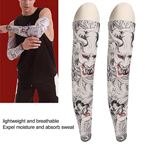1 Paar IJs zijde Tattoo patroon Mouwen, Mannen Dames Outdoor Fietsen Zonbescherming Arm Mouwen Arm Cover Mouw voor het rijden in de zomer