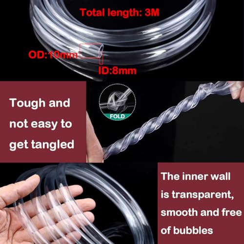 Kleine waterpomp, Mini DC Brushless Waterpomp met 18 Inch Kabel voor de Pet Fountains, Aquarium, Vijver, Visschaal (+ 8mm Binnendiameter 3m Lange PVC Zachtwaterpijp) 4