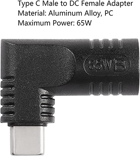 DC 7.4mm x 0,6mm Invoer Vrouwelijk naar USB C Plug Rechts Hoek opladen Adapter 65W PD, Uilt-in met Automatische ID Inductiechip, voor telefoons, tabletten
