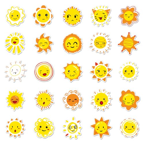Sun Sticker Set Stickers Kinderen Tieners 50 stuks Dieren Waterdicht Vinyl Decals Laptop Skateboard Koffer Helm Autofiets mobiele telefoon Motorrijwiel Bike Scrapbook Cadeau dagboek Cups