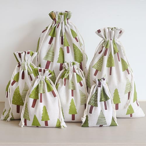 Katoenen tas met katoenen koord, cadeauzakjes voor Kerstmis (15 x 20 cm)