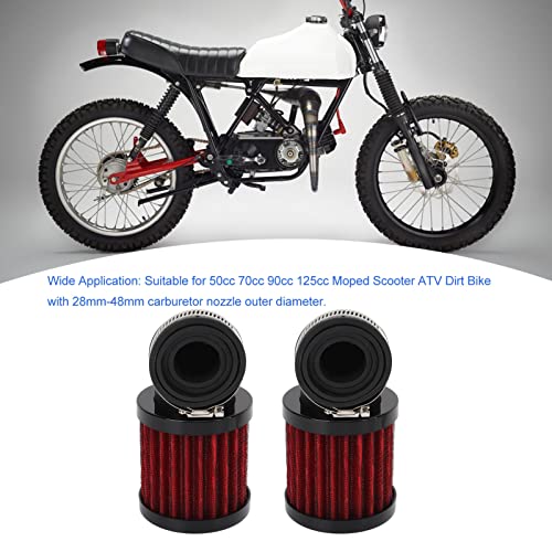 2Scs Motorfiets Air Filter 90 Degree Buig luchtfilter 28 tot 48mm Universeel voor 50cc 70cc 90cc 125cc Moped Scooter ATV Vuilnisfiets (zwartrood)