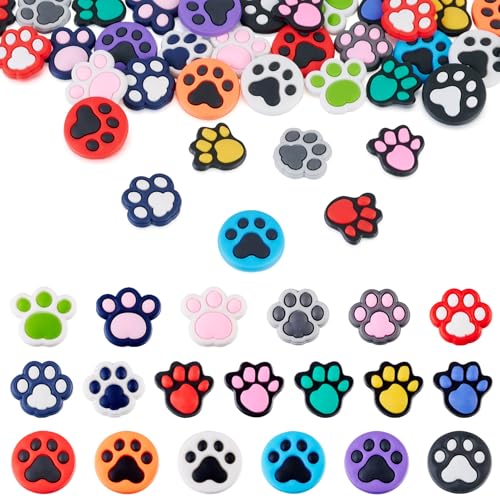 38Pcs Cat Paw Cabochons Animal Footprint Cabochon Puppy Afdrukken Flatback Kralen voor haar accessoire Scrapbooking Embellishment Telefoon geval Craft Accessory
