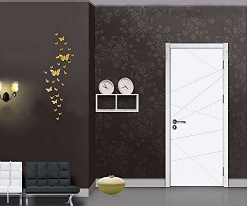 Acryl spiegel stickers 3D muur stickers 36 stuks verwijderbare vlinder kunst spiegel muur stickers vlinder combinatie thuis kunst sticker goud decoratie 5