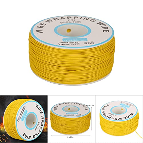 30AWG 0.25 M2 Elektrische Kabelset 1 Roll Tinned Koper Draad met Siliconen Isolatie 5 Verschillende Gekleurde Enkele Koper Draad Strand (Geel) 5