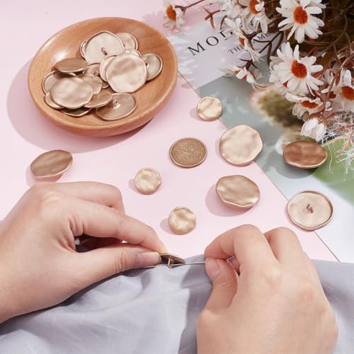 30st Gold Metal Knoppen, 18.5/25/30.5mm platte ronde metalen knop 1 Hole Legering Shank knop Blazer knopen voor kostuums Naaien DIY ambachten haken ornament 3