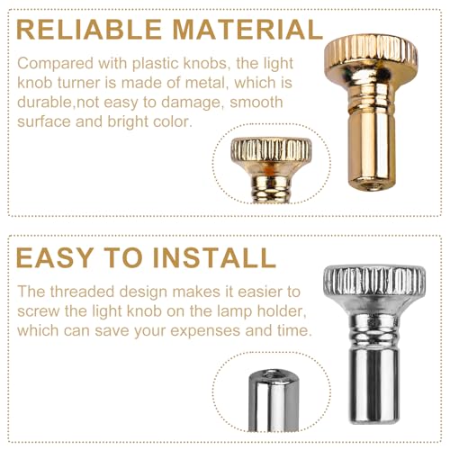 10Pcs Lampenschakelaar Knob, zilveren en gouden metalen vervanging voor aan/uit schakelaar voor lampen passend knop voor vloerlampen Tafellampen 4