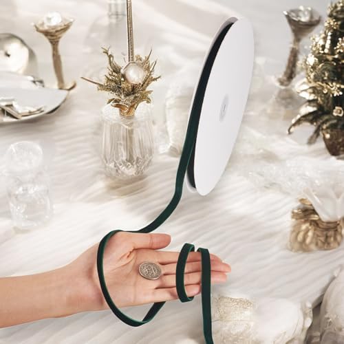 10mm fluwelen ribbels dubbel gezicht fluweellinten donker groene Bow Making Ribbon Vintage Ribbon voor DIY Crafts gift wrapping Bow Choker Haarband 5