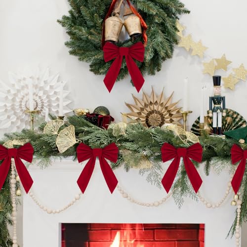 8 stuks Kerstballen 23x27cm Grote Rode Deur Bows Kerstboom Ornamenten Kerstkransen Bows voor Gift Wrapping Holiday Party Decor 3