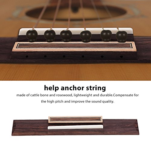Guitar Bridge Zadel and Nuts Set, Cattle Bone Zadel Rosewood Bridge Nuts Set vervangingsaccessoires 5