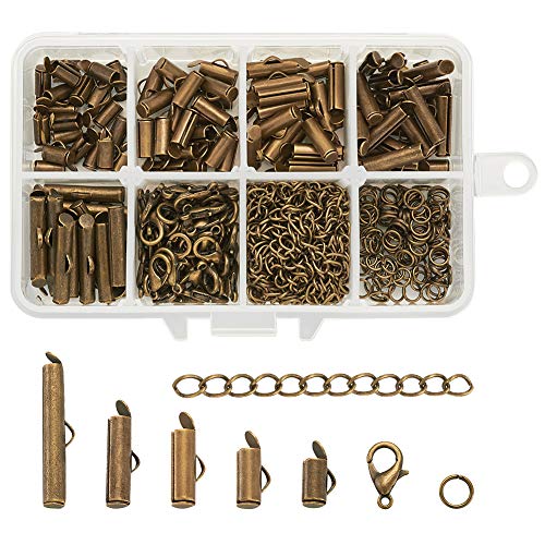 100 st buissluitingen messing antieke brons met legering karabijnsluitingen en roestvrij staal open buigringen ijzeren twist verlengkettingen voor sieraden maken