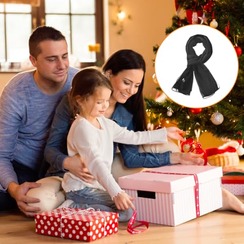 Sjaal voor meisjes, zachte chiffon sjaal, verpakt in lente kleding, meisjes winter sjaal lange sjaal, kinderen nek om warm te houden, zwart, one size, zwart 5