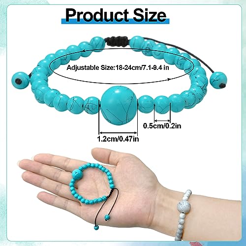 Sea Band Anti-Musea 2 stukken verstelbare beweging armbanden Anti-Musea Armbanden Cadeaus voor Vrouwen voor Auto Reizen Beweging Ziekte Kruk Groen Wit, Imitatie Agaat Glazen Kralen 3