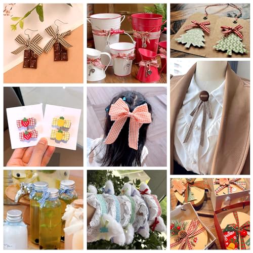 25m Poly Cotton Ribbon Tartan patroon met Strong 5 Kleuren Plaid Ribbon voor DIY Flower Bouquet Decor Cadeau Wrapping Hair Bows (17mm) 3