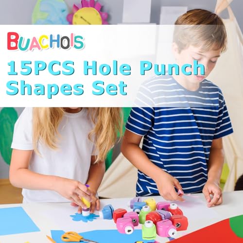 15 Piece Hole Punch vormen Set, Small Paper Puncher voor kinderen, Mold Paper Punch Set voor ambachten voor kinderen en volwassenen voor wenskaarten, scrapbooking, kunst en ambachten, Schoolprojecten