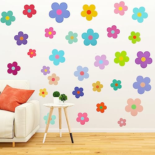 63 Stuks Bloem Kleurrijke Wand Tattoo Bloemen Muur Stickers Kinderkamer Meisjes DIY DIY Boho Stickers Wall Foto voor Baby kamer Slaapkamer Decoratie