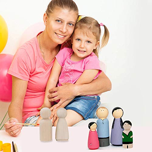 Peg poppen, lege houten Peg poppen onafgemaakte mensen Peg poppen houten ambachten DIY schilderen Carving decoreren voor thuis bruiloft klaslokaal - 16 stuks 4