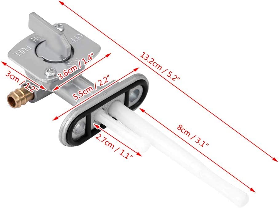 Petcock brandstoftankschakelaar voor YFZ350 YFM660 Grizzly ATV 1987-2006 2002-2008 (Silver White)