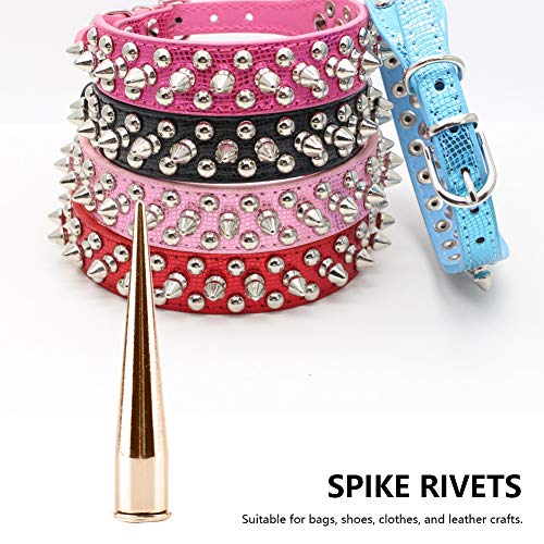 10 st. Kopermetaal Spike Rivets, 7mm Metalen Cone Spikes Rivets en Studs Schroef terug voor DIY leren ambacht(Goud)