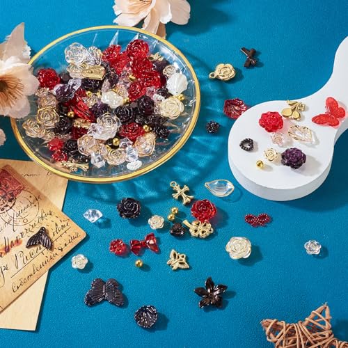 100g Rozenbloem Sieraden kralen diverse Hars sieraden maken vinden van kits visstaart & blad & kersen& Vlinder Bulk Hars Kralen voor DIY armband sieraden maken 3