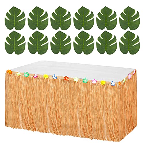 Hawaiian Tafelrok, 276 x 75 cm, 12 stuks, Tropische Palm Leaves Tafellakens, Hawaiian Decoratie, Fetsa, Luau, Hawaiian Birthday Party, Party