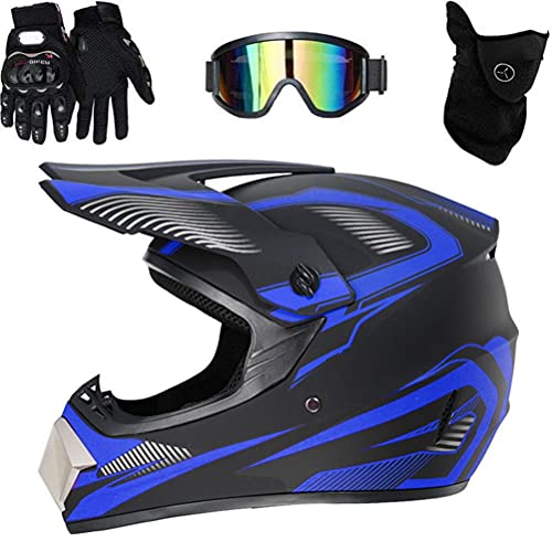 HAOXU Motocross Helm Volledige MTB Helm Off-Road Electric Dirt Bike Motorcycle/Mountain Fietshelm met Goggles Handschoenen Gezichtsscherm